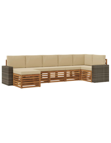 Set divano sezionale con cuscino 7 pcs Naturale e Beige