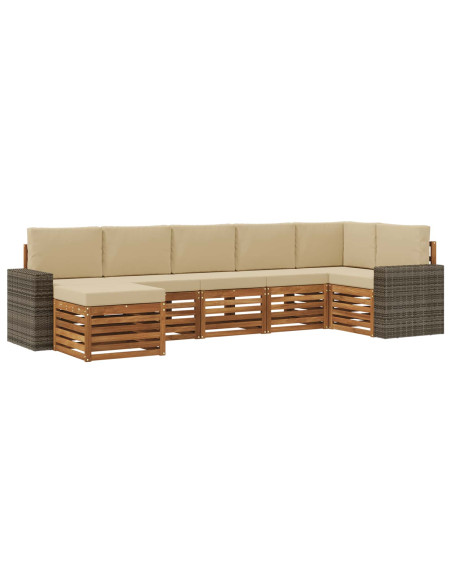 Set divano sezionale con cuscino 7 pcs Naturale e Beige