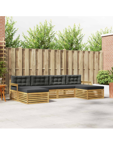 Set divani 6 pcs Bianco e Antracite Legno di Acacia Massello