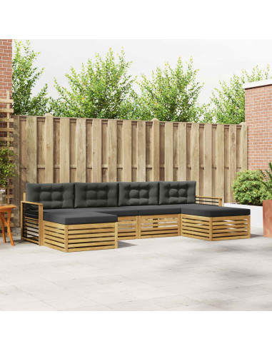 Set divani 6 pcs Bianco e Antracite Legno di Acacia Massello