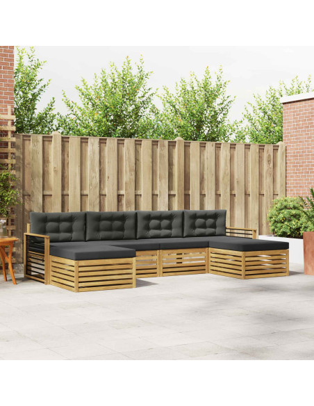 Set divani 6 pcs Bianco e Antracite Legno di Acacia Massello