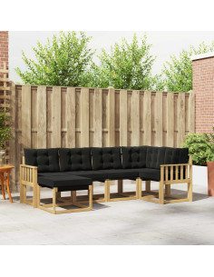Set di divani da esterno con cuscino 6 pcs Bianco e Nero