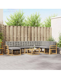 Set di divani da esterno 9 pcs Bianco e Grigio Chiaro