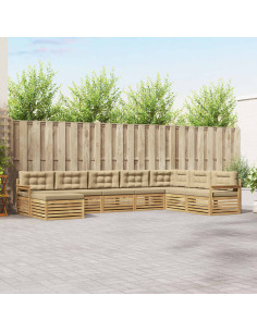 Set di divani da esterno con cuscino 8 pcs Bianco e Beige