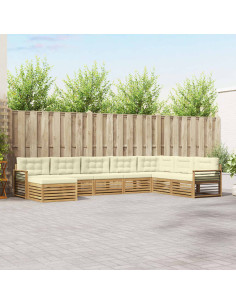 Set di divani da esterno con cuscino 8 pcs Bianco e Crema