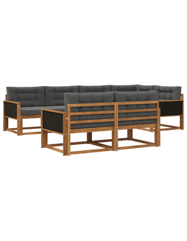 Set di divani da esterno con cuscino 7 pcs Naturale e Antracite