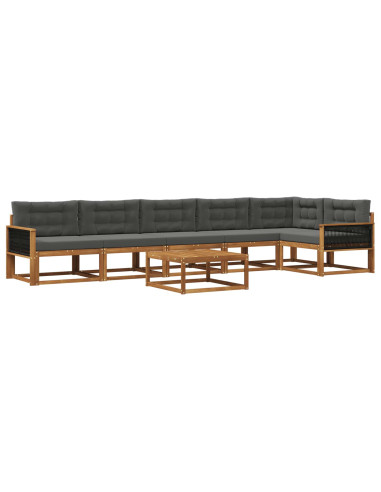 Set di divani da esterno con cuscino 7 pcs Naturale e Antracite