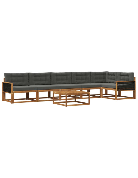 Set di divani da esterno con cuscino 7 pcs Naturale e Antracite