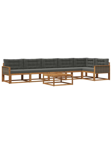 Set di divani da esterno con cuscino 7 pcs Naturale e Antracite