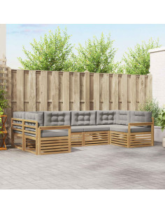 Set di divani da esterno 6 pcs Bianco e Grigio Chiaro