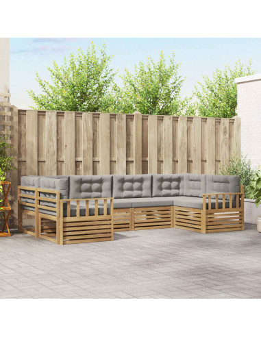 Set di divani da esterno 6 pcs Bianco e Grigio Chiaro