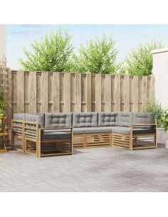 Set di divani da esterno 6 pcs Bianco e Grigio Chiaro