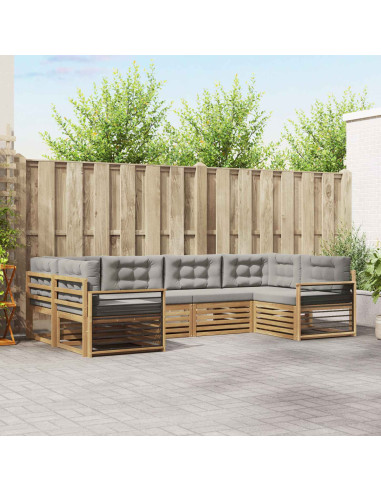 Set di divani da esterno 6 pcs Bianco e Grigio Chiaro