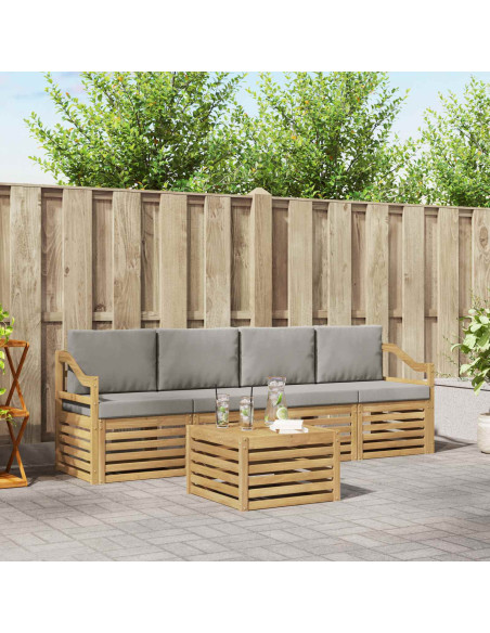Set di divani da esterno 5 pcs Bianco e Grigio Chiaro