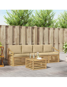 Set di divani da esterno 5 pcs Bianco e Beige Poliestere