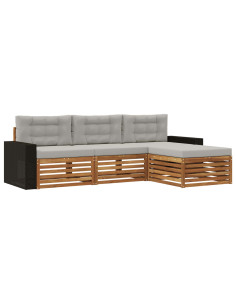 Set di divani da esterno 4 pcs Naturale e Grigio Chiaro