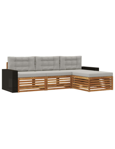 Set di divani da esterno 4 pcs Naturale e Grigio Chiaro