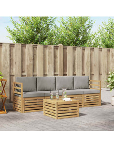 Set di divani da esterno 5 pcs Bianco e Grigio Chiaro