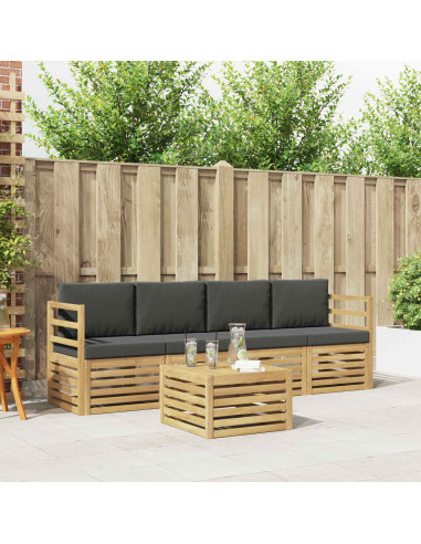 Set di divani da esterno 5 pcs Bianco e Antracite Poliestere