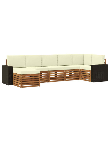 Set divano sezionale con cuscino 7 pcs Naturale e Crema