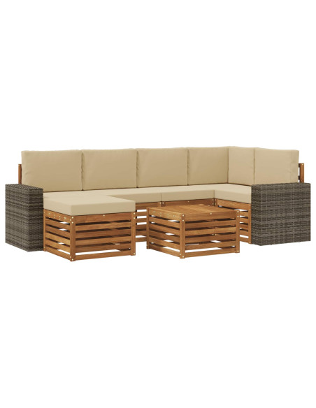 Set divano sezionale con cuscino 7 pcs Naturale e Beige