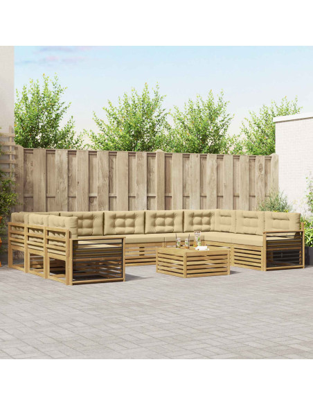 Set di divani da esterno con cuscino 10 pcs Bianco e Beige