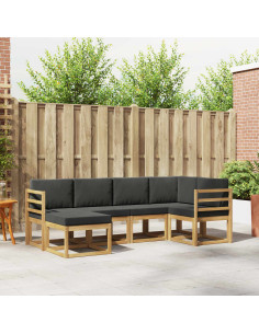 Set di divani da esterno 6 pcs Bianco e Antracite Poliestere
