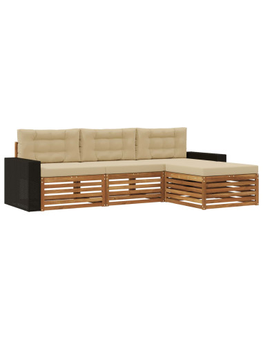 Set di divani da esterno 4 pcs Naturale e Beige Poliestere