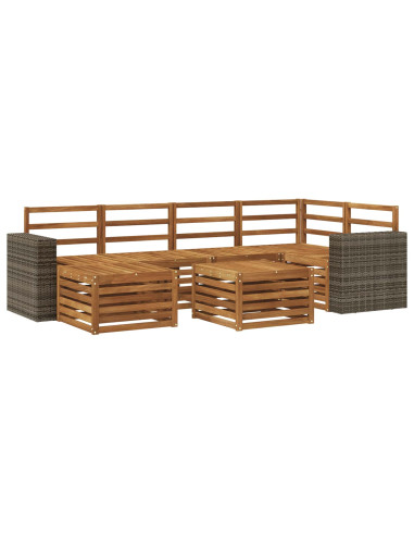 Set divano sezionale 6 pcs Naturale Legno di Acacia Massello