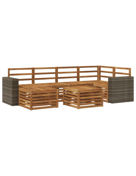 Set divano sezionale 6 pcs Naturale Legno di Acacia Massello