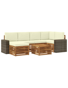 Set divano sezionale con cuscino 7 pcs Naturale e Crema