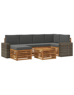 Set divano sezionale con cuscino 7 pcs Naturale e Antracite