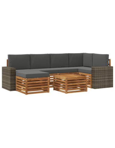 Set divano sezionale con cuscino 7 pcs Naturale e Antracite