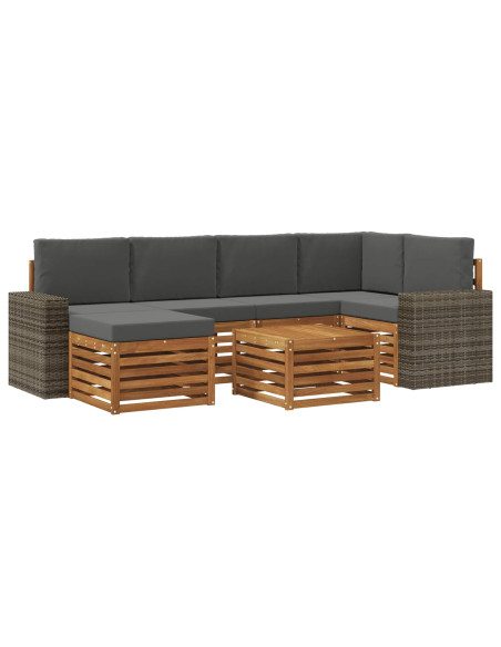 Set divano sezionale con cuscino 7 pcs Naturale e Antracite