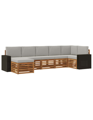 Set divano sezionale con cuscino 7 pcs Naturale e Grigio Chiaro