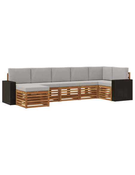 Set divano sezionale con cuscino 7 pcs Naturale e Grigio Chiaro