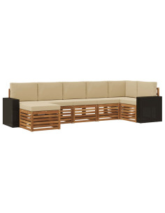 Set divano sezionale con cuscino 7 pcs Naturale e Beige