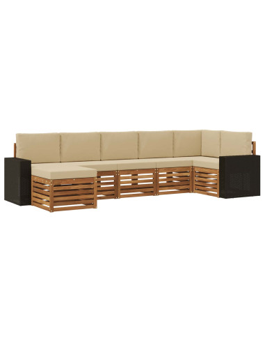 Set divano sezionale con cuscino 7 pcs Naturale e Beige
