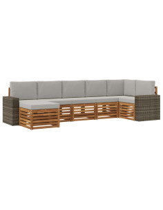 Set divano sezionale con cuscino 7 pcs Naturale e Grigio Chiaro