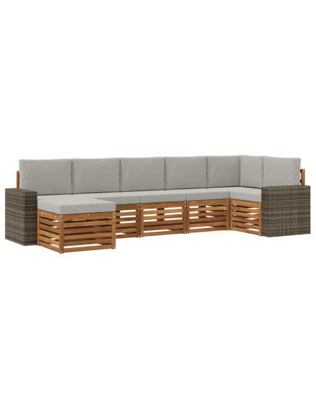 Set divano sezionale con cuscino 7 pcs Naturale e Grigio Chiaro