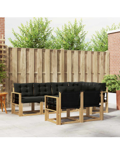 Set di divani da esterno con cuscino 7 pcs Bianco e Nero