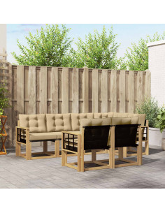 Set di divani da esterno con cuscino 7 pcs Bianco e Beige