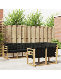 Set di divani da esterno con cuscino 8 pcs Bianco e Nero