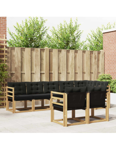Set di divani da esterno con cuscino 8 pcs Bianco e Nero