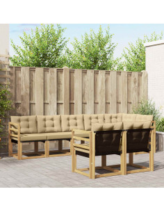 Set di divani da esterno con cuscino 8 pcs Bianco e Beige