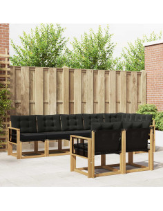 Set di divani da esterno con cuscino 8 pcs Bianco e Nero