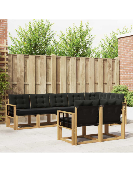 Set di divani da esterno con cuscino 8 pcs Bianco e Nero