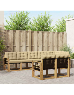 Set di divani da esterno con cuscino 8 pcs Bianco e Beige