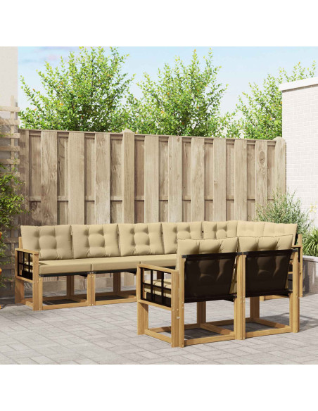 Set di divani da esterno con cuscino 8 pcs Bianco e Beige