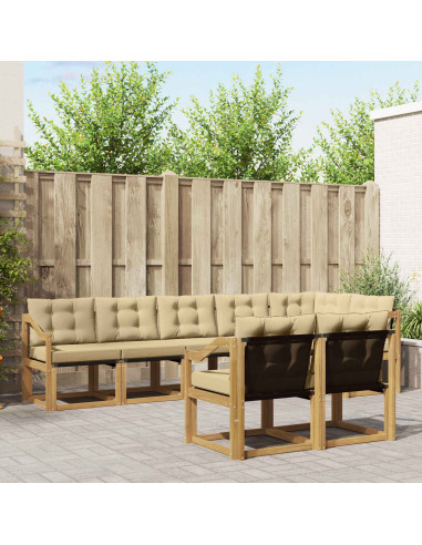Set di divani da esterno con cuscino 8 pcs Bianco e Beige